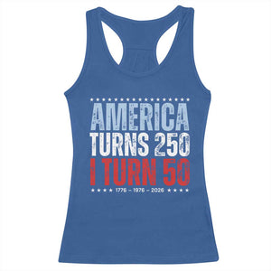 America Turns 250 I Turn 50 Racerback Tank Top 50th Birthday 250th Anniversary USA Vintage 1976 TS11 Royal Blue Print Your Wear