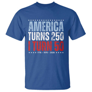 America Turns 250 I Turn 50 T Shirt - 50th Birthday 250th Anniversary USA Vintage 1976 TS11 Royal Blue Print Your Wear
