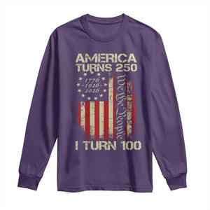 America Turns 250 I Turn 100 Long Sleeve Shirt 100th Birthday 250th Anniversary USA Vintage 1926 Bday TS11 Purple Print Your Wear