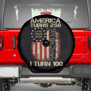 America Turns 250 I Turn 100 Spare Tire Cover 100th Birthday 250th Anniversary USA Vintage 1926 Bday TS11 Black Print Your Wear