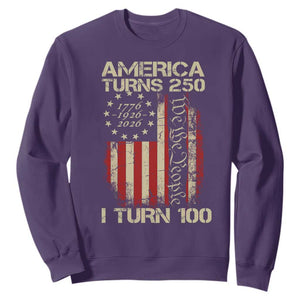 America Turns 250 I Turn 100 Sweatshirt 100th Birthday 250th Anniversary USA Vintage 1926 Bday TS11 Purple Print Your Wear
