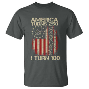 America Turns 250 I Turn 100 T Shirt 100th Birthday 250th Anniversary USA Vintage 1926 Bday TS11 Dark Heather Print Your Wear
