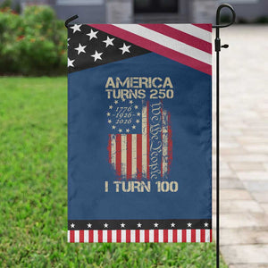 America Turns 250 I Turn 100 Patriotic Garden Flag 100th Birthday 250th Anniversary USA Vintage 1926 Bday TS11 Classic Blue Black Print Your Wear