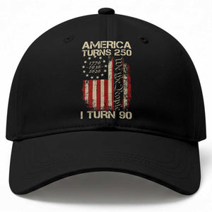America Turns 250 I Turn 90 Baseball Cap 90th Birthday 250th Anniversary USA Vintage 1936 Bday TS11 Print Your Wear