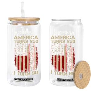 America Turns 250 I Turn 90 Glass Can 90th Birthday 250th Anniversary USA Vintage 1936 Bday TS11 Print Your Wear