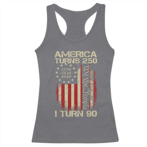 America Turns 250 I Turn 90 Racerback Tank Top 90th Birthday 250th Anniversary USA Vintage 1936 Bday TS11 Charcoal Print Your Wear