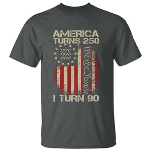 America Turns 250 I Turn 90 T Shirt 90th Birthday 250th Anniversary USA Vintage 1936 Bday TS11 Dark Heather Print Your Wear