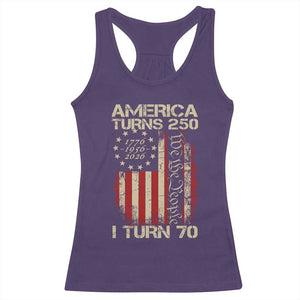 America Turns 250 I Turn 70 Racerback Tank Top 70th Birthday 250th Anniversary USA Vintage 1956 Bday TS11 Purple Print Your Wear