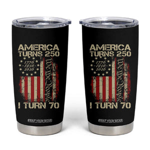 America Turns 250 I Turn 70 Tumbler Cup 70th Birthday 250th Anniversary USA Vintage 1956 Bday TS11 Black Print Your Wear