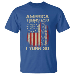 America Turns 250 I Turn 30 T Shirt 30th Birthday 250th Anniversary USA Vintage 1996 Bday TS11 Royal Blue Print Your Wear