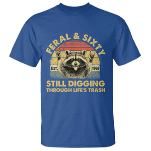 60th Birthday Raccoon T Shirt Feral And Sixty Still Digging Through Life's Trash Est 1966 TS11 Royal Blue Print Your Wear