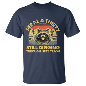 30th Birthday Raccoon T Shirt Feral And Thirty Still Digging Through Life's Trash Est 1996 TS11 Navy Print Your Wear