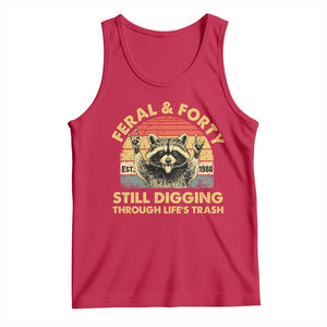 40th Birthday Raccoon Tank Top Feral And Forty Still Digging Through Life's Trash Est 1986 TS11 Red Print Your Wear