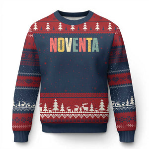 90th Birthday Noventa Ugly Christmas Sweater Spanish Mexican 90 Years Old Bday TS11 Navy Red Print Your Wear