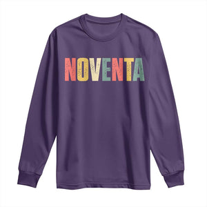 90th Birthday Noventa Long Sleeve Shirt Spanish Mexican 90 Years Old Bday TS11 Purple Print Your Wear