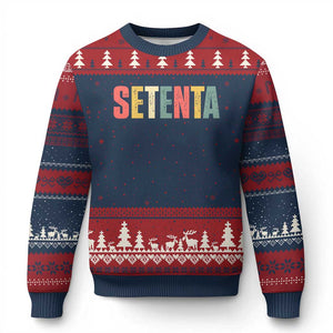 70th Birthday Setenta Ugly Christmas Sweater Spanish Mexican 70 Years Old Bday TS11 Navy Red Print Your Wear