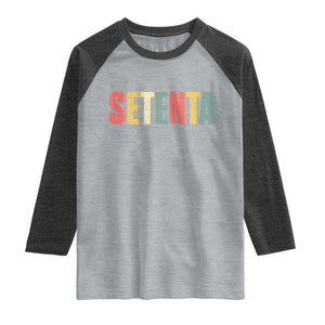 70th Birthday Setenta Raglan Shirt Spanish Mexican 70 Years Old Bday TS11 Heather Gray Heather Charcoal Print Your Wear