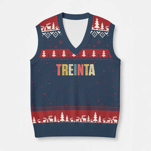 30th Birthday Treinta V-Neck Knit Sweater Vest Spanish Mexican 30 Years Old Bday TS11 Navy Red Print Your Wear