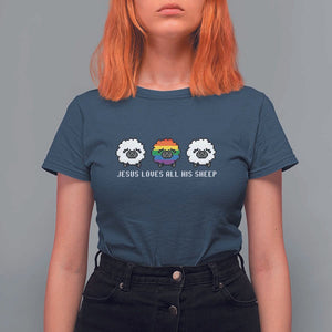 LGBTQ T Shirt For Women Jesus Loves All His Sheep Gay Pride Woolly Sheep TS11 Navy Print Your Wear