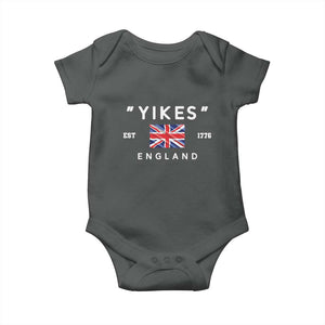 Funny Yikes England 1776 Baby Onesie 4th Of July USA Union Jack Flag TS11 Dark Heather Print Your Wear