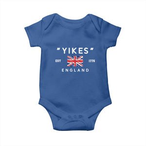 Funny Yikes England 1776 Baby Onesie 4th Of July USA Union Jack Flag TS11 Royal Blue Print Your Wear
