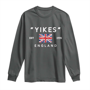 Funny Yikes England 1776 Long Sleeve Shirt 4th Of July USA Union Jack Flag TS11 Dark Heather Print Your Wear