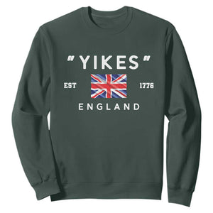 Funny Yikes England 1776 Sweatshirt 4th Of July USA Union Jack Flag TS11 Dark Forest Green Print Your Wear