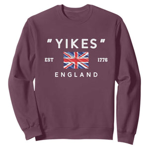 Funny Yikes England 1776 Sweatshirt 4th Of July USA Union Jack Flag TS11 Maroon Print Your Wear