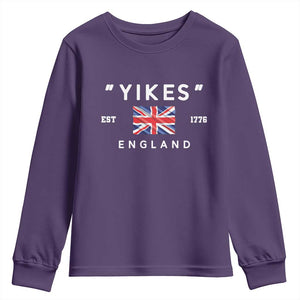 Funny Yikes England 1776 Youth Sweatshirt 4th Of July USA Union Jack Flag TS11 Purple Print Your Wear