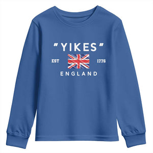 Funny Yikes England 1776 Youth Sweatshirt 4th Of July USA Union Jack Flag TS11 Royal Blue Print Your Wear