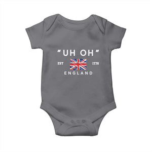 Funny Uh Oh England 1776 Baby Onesie 4th Of July USA Union Jack Flag TS11 Charcoal Print Your Wear