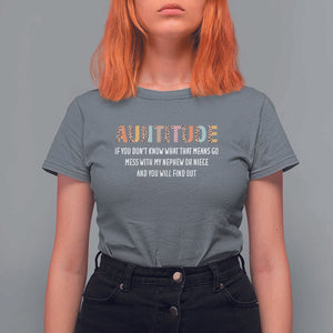 Funny Aunt T Shirt For Women Auntitude Leopard Nephew Niece TS11 Charcoal Print Your Wear