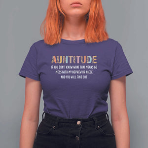 Funny Aunt T Shirt For Women Auntitude Leopard Nephew Niece TS11 Purple Print Your Wear
