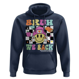 Bruh We Back Hoodie Back To School Retro Groovy Smiley Face TS11 Navy Print Your Wear
