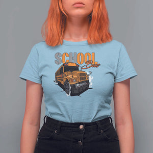 School Bus T Shirt For Women Yellow Cool Bus Back To School TS11 Light Blue Print Your Wear