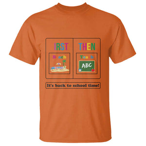 Teacher T Shirt First Beach Then Teach It's Back To School Time TS11 Orange Print Your Wear