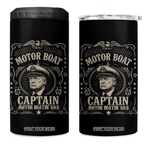 Funny Trump Boat Captain 4 in 1 Can Cooler Tumbler Motor Boat Captain Motor Boatin SOB TS11 One Size: 16 oz Black Print Your Wear