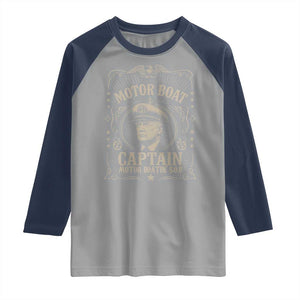 Funny Trump Boat Captain Raglan Shirt Motor Boat Captain Motor Boatin SOB TS11 Sport Gray Navy Print Your Wear