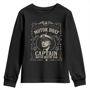 Funny Trump Boat Captain Youth Sweatshirt Motor Boat Captain Motor Boatin SOB TS11 Black Print Your Wear