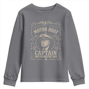 Funny Trump Boat Captain Youth Sweatshirt Motor Boat Captain Motor Boatin SOB TS11 Charcoal Print Your Wear