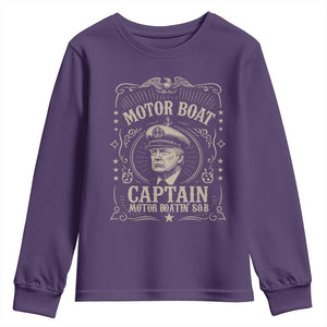 Funny Trump Boat Captain Youth Sweatshirt Motor Boat Captain Motor Boatin SOB TS11 Purple Print Your Wear