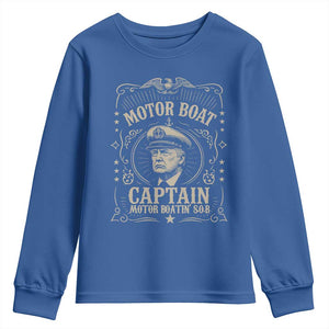 Funny Trump Boat Captain Youth Sweatshirt Motor Boat Captain Motor Boatin SOB TS11 Royal Blue Print Your Wear
