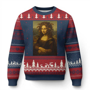 Medusa Mona Lisa Ugly Christmas Sweater Greek Mythology Ancient TS11 Navy Red Print Your Wear