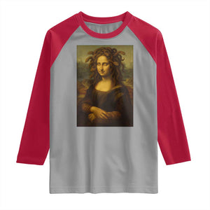 Medusa Mona Lisa Raglan Shirt Greek Mythology Ancient TS11 Sport Gray Red Print Your Wear
