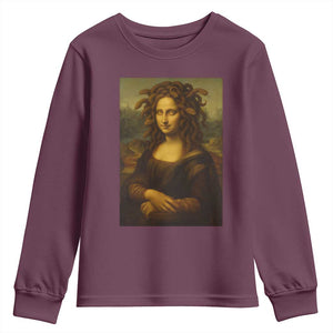 Medusa Mona Lisa Youth Sweatshirt Greek Mythology Ancient TS11 Maroon Print Your Wear