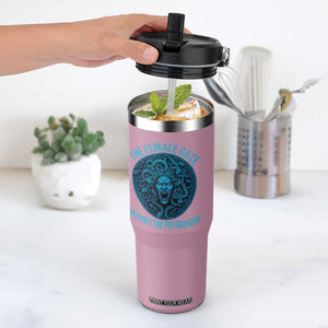 The Female Gaze Petrify The Patriarchy Flip Straw Tumbler Medusa Feminist TS11 One Size: 30 oz Light Pink Print Your Wear