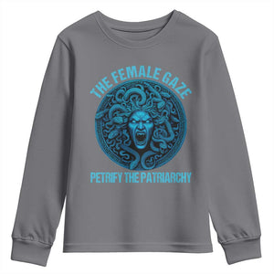 The Female Gaze Petrify The Patriarchy Youth Sweatshirt Medusa Feminist TS11 Charcoal Print Your Wear