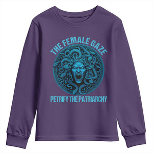 The Female Gaze Petrify The Patriarchy Youth Sweatshirt Medusa Feminist TS11 Purple Print Your Wear