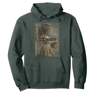 Girls Will Be Girls Medusa Feminist Hoodie Women's Right TS11 Dark Forest Green Print Your Wear