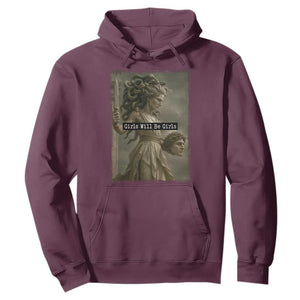 Girls Will Be Girls Medusa Feminist Hoodie Women's Right TS11 Maroon Print Your Wear